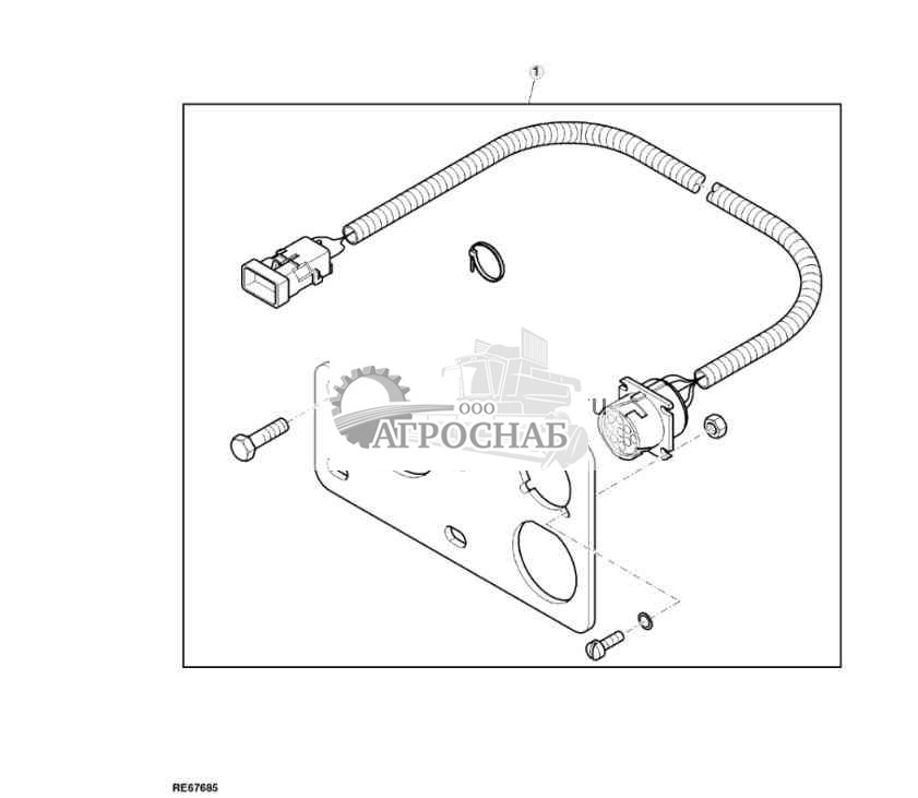 Навесное оборудование, разъем ЭГ регулятора заглубления, регулятор заглубления TouchSet™ 
